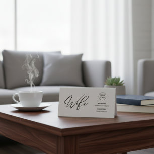 Modern Business Wifi Password & Qr Code Welcome   Table Tent