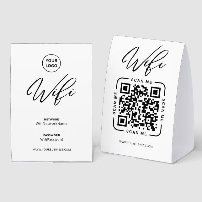 Modern Business Wifi Password Welcome QrCode Sign (Front/Back)