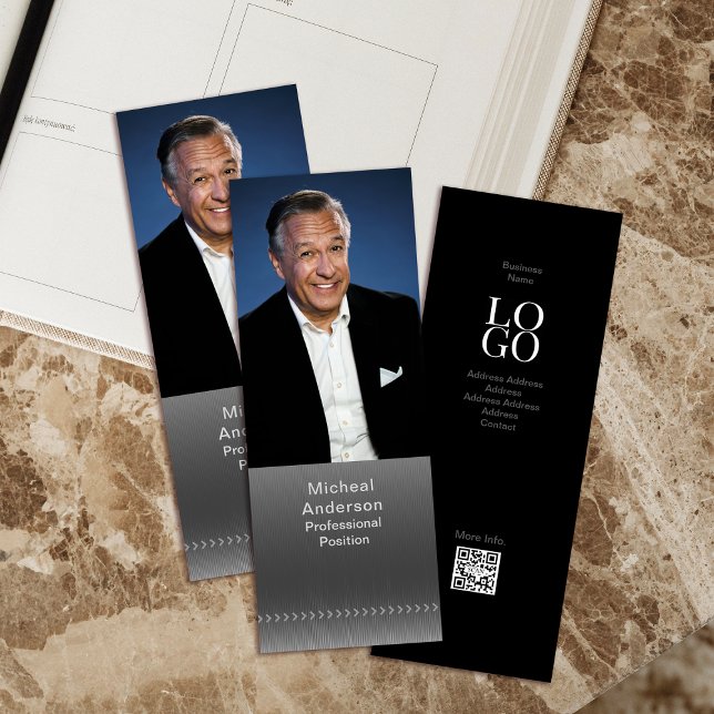 Modern Businessman Photo Advertisement Silver Bookmarks (Creator Uploaded)