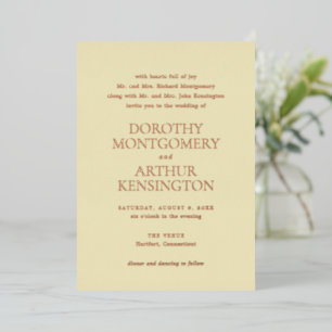 Modern Butter Yellow Elegant Wedding Foil Invitation