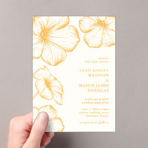 Modern Butter Yellow Floral Elegant Wedding Acrylic Invitations