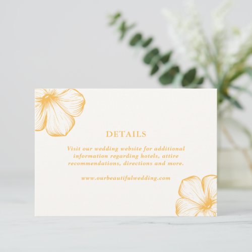 Modern Butter Yellow Floral Elegant Wedding Enclosure Card
