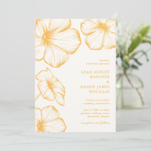 Modern Butter Yellow Floral Elegant Wedding Invitation