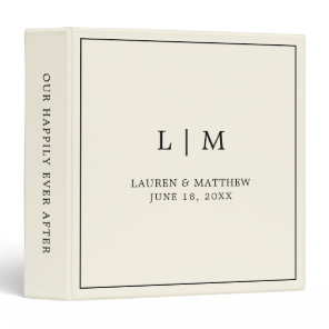 Modern Butter Yellow Monogram Elegant Wedding 3 Ring Binder