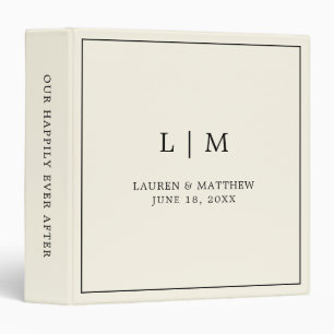 Modern Butter Yellow Monogram Elegant Wedding 3 Ring Binder