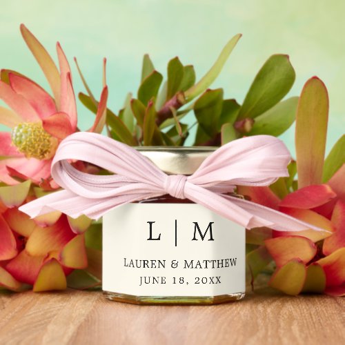 Modern Butter Yellow Monogram Elegant Wedding Honey Jar Favors