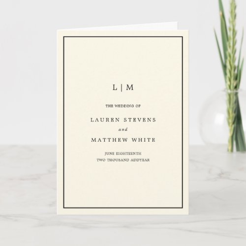 Modern Butter Yellow Monogram Elegant Wedding Program