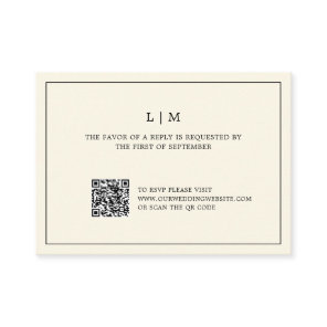 Modern Butter Yellow Monogram QR Code Wedding RSVP Note Card