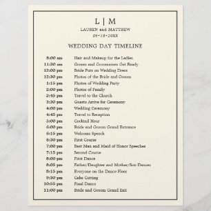 Modern Butter Yellow Monogram Wedding Timeline