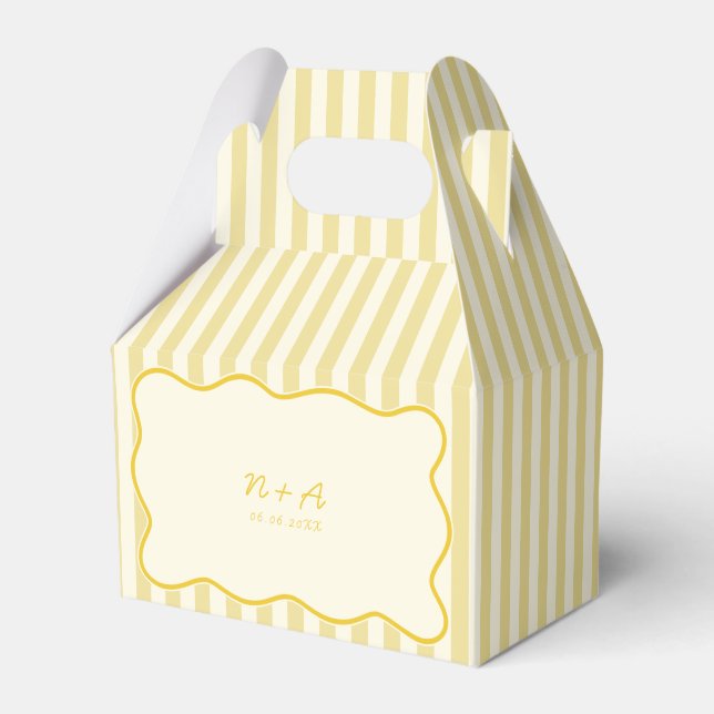 Modern Butter Yellow Wedding Favor Boxes (Front Side)
