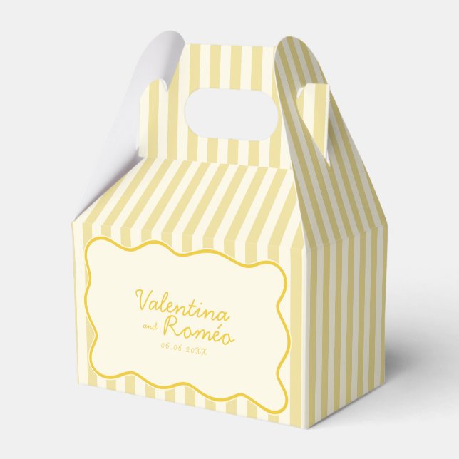 Modern Butter Yellow Wedding Favor Boxes (Front Side)