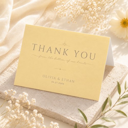Modern Butter Yellow Wedding Folded Thank You Card