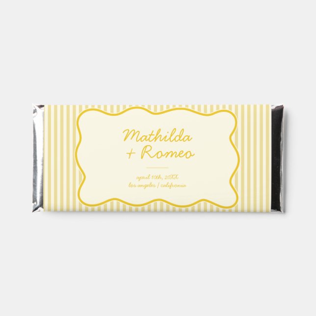 Modern Butter Yellow Wedding Hershey Bar Favors (Front)