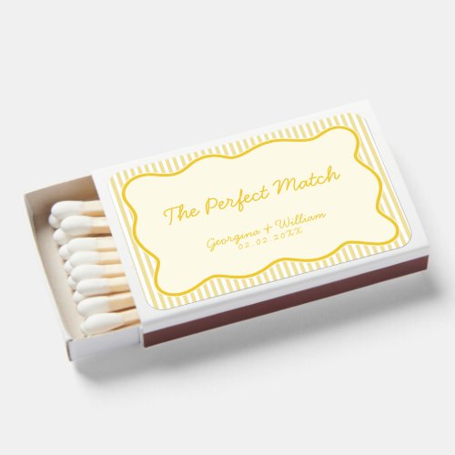 Modern Butter Yellow Wedding Matchboxes