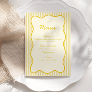 Modern Butter Yellow Wedding Menu Invitation