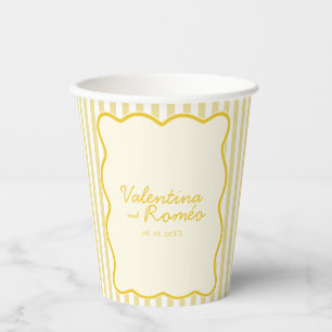 Modern Butter Yellow Wedding Paper Cups