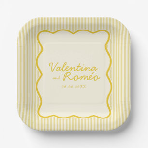Modern Butter Yellow Wedding Paper Plates