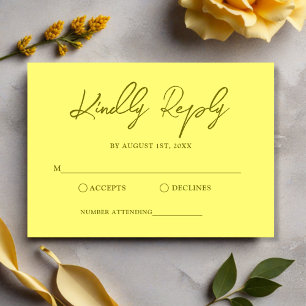 Modern Butter Yellow Wedding RSVP Card