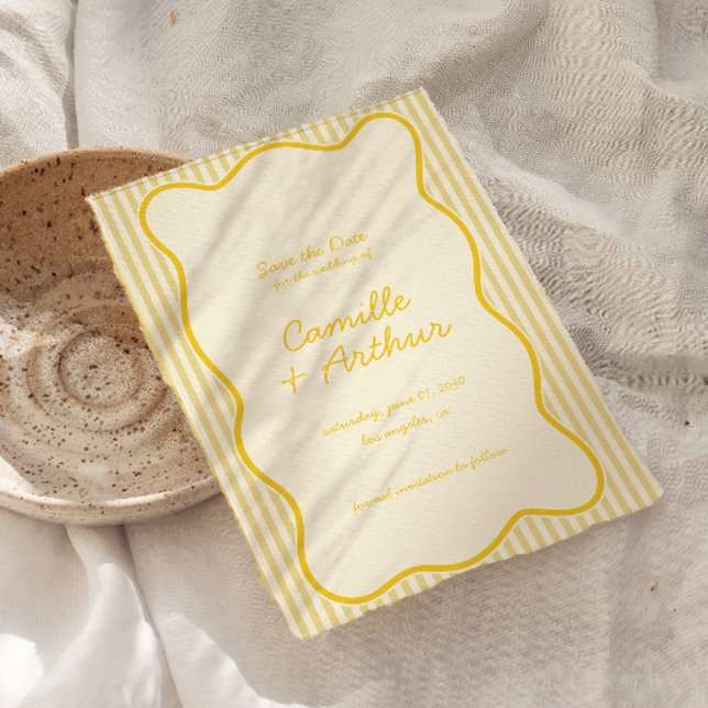 Modern Butter Yellow Wedding Save the Date  (Creator Uploaded)