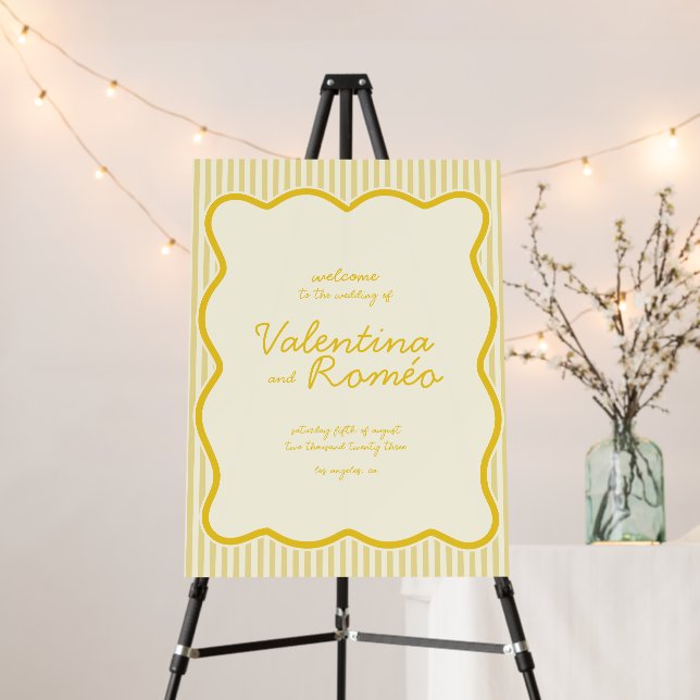 Modern Butter Yellow Wedding welcome sign (In Situ (Stand))