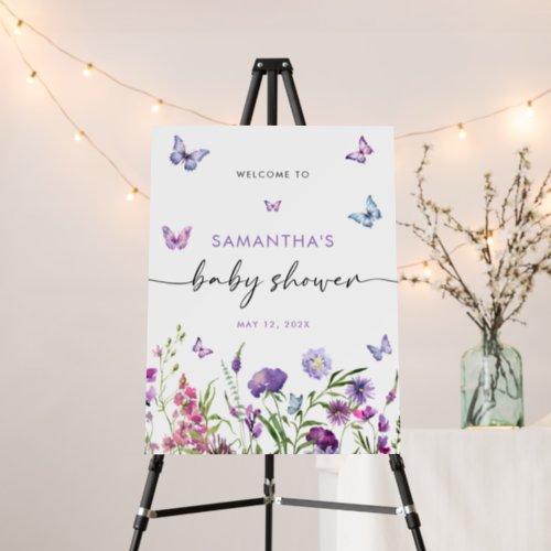 Modern Butterflies  Baby Shower Welcome Sign