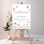 Modern Butterflies Baby Shower Welcome Sign at Zazzle