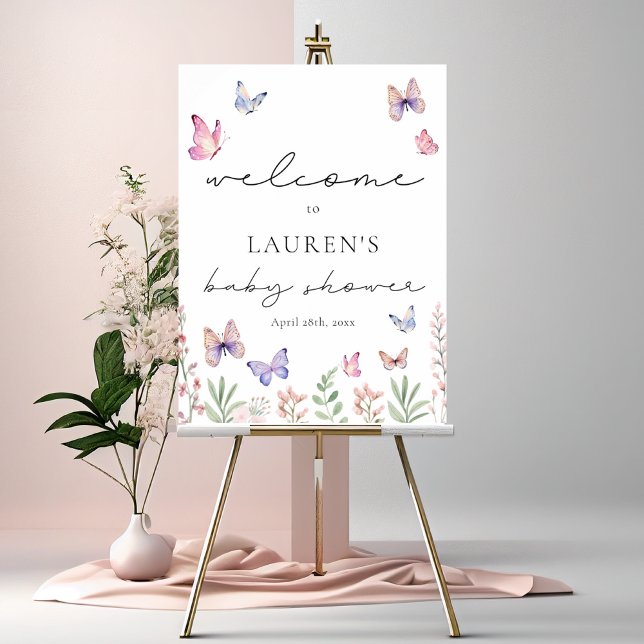 Modern Butterflies Baby Shower Welcome Sign (Creator Uploaded)