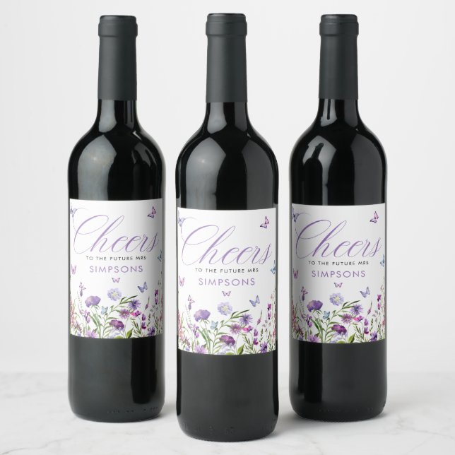 Modern Butterflies  Bridal Shower Cheers Wine Label (Bottles)