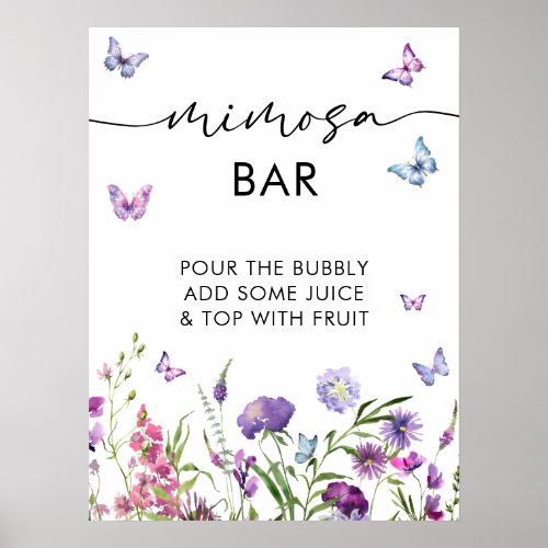 Modern Butterflies  Bridal Shower Mimosa Bar Sign