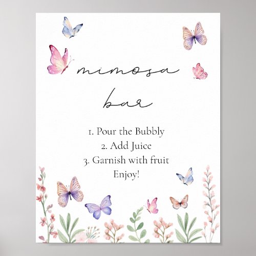 Modern Butterflies Bridal Shower Mimosa  Poster