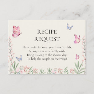Modern Butterflies Bridal Shower Recipe Request Enclosure Card