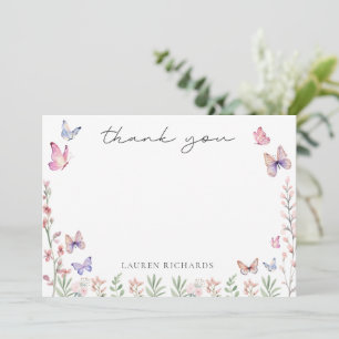 Modern Butterflies Bridal Shower Thank You Card