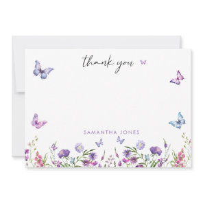 Modern Butterflies  Bridal Shower  Thank You Card