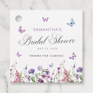 Modern Butterflies Bridal Shower Thank You Favor Tags