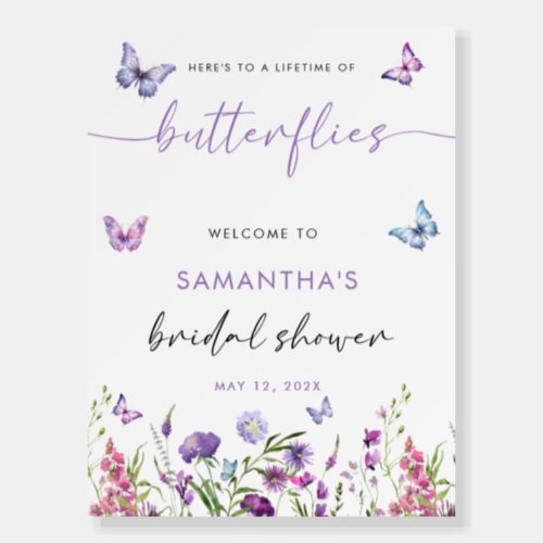Modern Butterflies Bridal Shower Welcome Sign