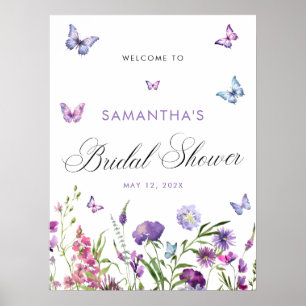 Modern Butterflies Bridal Shower Welcome Sign