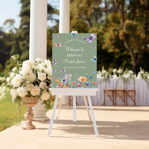 Modern Butterflies bridal shower Welcome sign