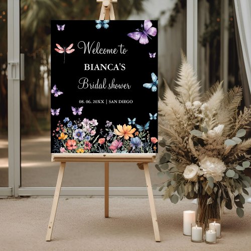 Modern Butterflies bridal shower Welcome sign