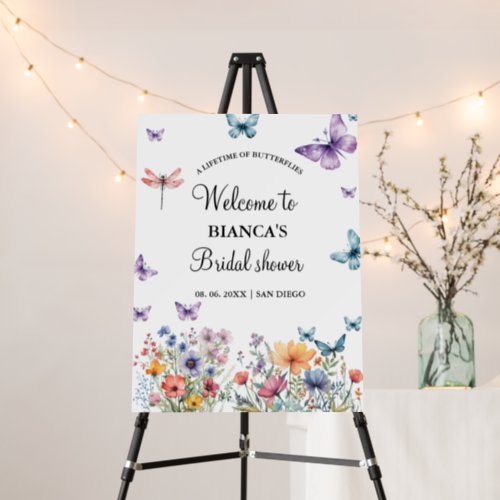 Modern Butterflies bridal shower Welcome sign