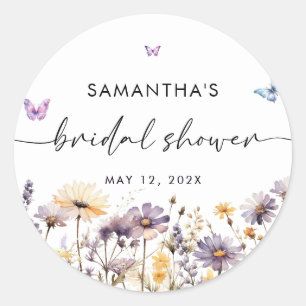 Modern Butterflies Bridal Shower Welcome Sign Classic Round Sticker
