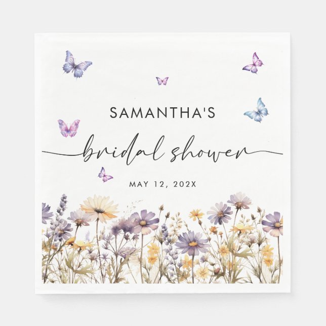 Modern Butterflies  Bridal Shower Welcome Sign Napkins (Front)