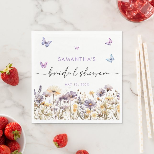 Modern Butterflies  Bridal Shower Welcome Sign Napkins (Insitu)