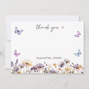 Modern Butterflies Bridal Shower Welcome Sign Thank You Card