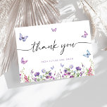 Modern Butterflies  Bridal Shower Welcome Sign Thank You Card<br><div class="desc">Introducing our "Lifetime of Butterflies" Purple Floral Bridal Shower Welcome Sign Celebrate the bride-to-be with elegance and charm. Adorned with delicate purple florals reminiscent of a lifetime of happiness, this invitation sets the perfect tone for a delightful bridal shower celebration. Join us as we honor the bride and shower her...</div>