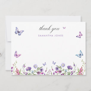 Modern Butterflies Bridal Shower Welcome Sign Thank You Card