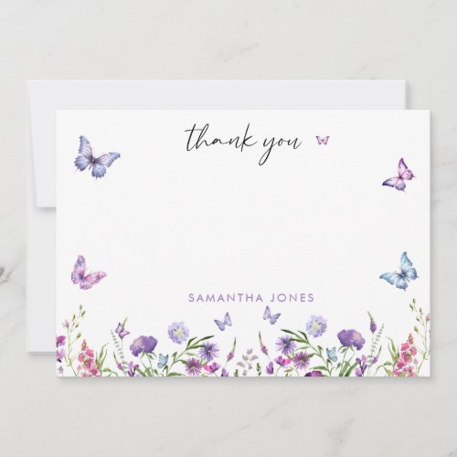 Modern Butterflies  Bridal Shower Welcome Sign Thank You Card