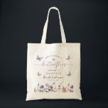 Modern Butterflies Bridal Shower Welcome Sign Tote Bag<br><div class="desc">Introducing our "Lifetime of Butterflies" Purple Floral Bridal Shower Welcome Sign Celebrate the bride-to-be with elegance and charm. Adorned with delicate purple florals reminiscent of a lifetime of happiness, this invitation sets the perfect tone for a delightful bridal shower celebration. Join us as we honor the bride and shower her...</div>