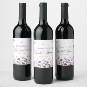 Modern Butterflies Bridal Shower Welcome Sign Wine Label