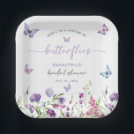 Modern Butterflies Purple Floral Bridal Shower  Paper Plates<br><div class="desc">The Modern Butterflies Purple Floral Bridal Shower Paper Plates add an exquisite touch to your celebration. Designed with delicate butterfly illustrations and vibrant purple floral accents, these plates are perfect for serving delicious treats while enhancing your event's decor. Their durable construction ensures they can handle appetizers, desserts, or main courses...</div>