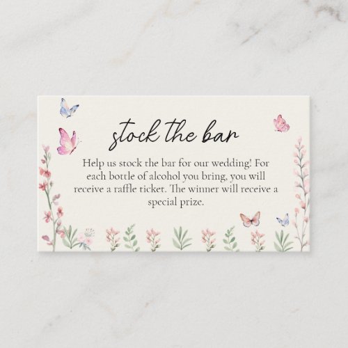 Modern Butterflies Stock the Bar Bridal Shower  Enclosure Card